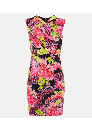 Versace Floral-print jersey minidress