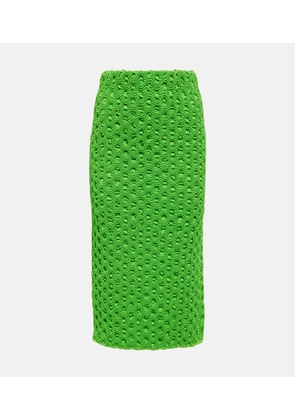 Ganni Smocked satin midi skirt