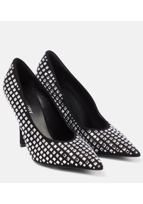 Burberry Crystal-embellished suede pumps