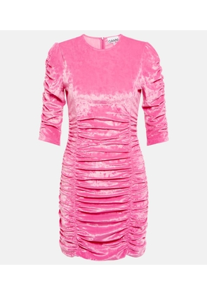 Ganni Ruched velvet minidress