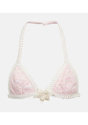 Alessandra Rich Embroidered cotton-blend LurexÂ® bra