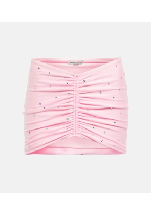 Alessandra Rich Crystal-embellished ruched miniskirt