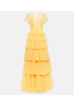 Costarellos Ruffled tulle gown