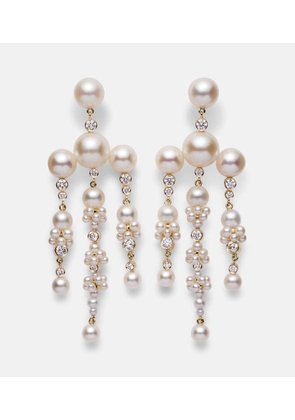 Sophie Bille Brahe Jardin de Reve 14kt gold earrings with diamonds and pearls