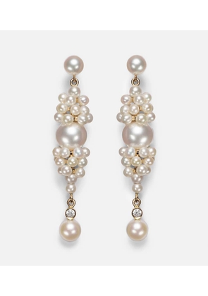 Sophie Bille Brahe Reve de Diamant 14kt gold earrings with diamonds and pearls
