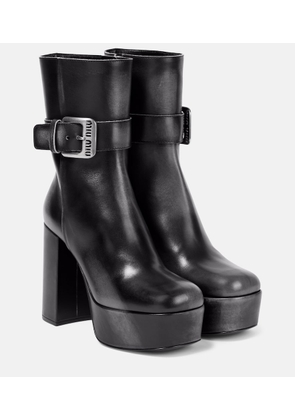 Miu Miu Platform leather ankle boots