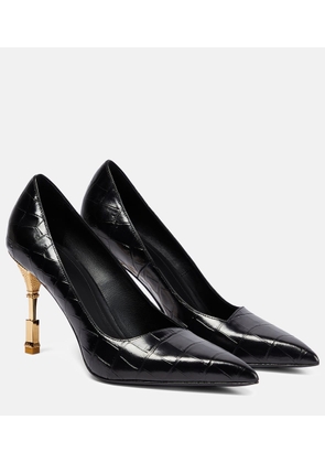 Balmain Moneta croc-effect leather pumps