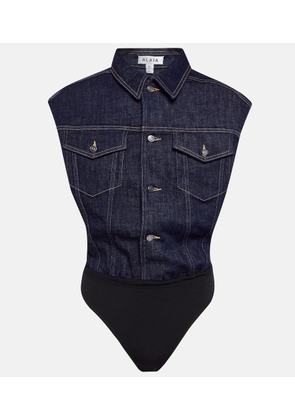 Alaia Denim cotton-blend bodysuit