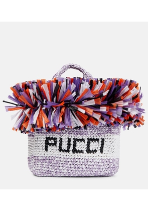 Pucci Logo Small raffia-trimmed tote