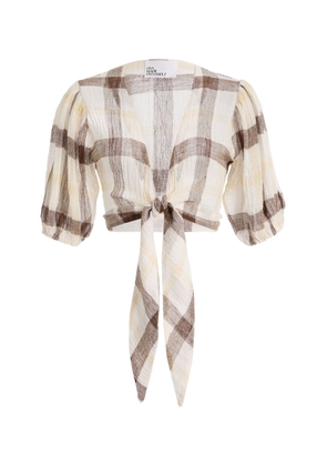 Lisa Marie Fernandez Exclusive Pouf Linen-Blend Gauze Top - Moda Operandi