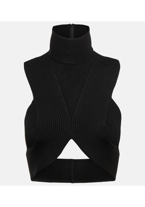 Alaia Ribbed-knit halterneck crop top