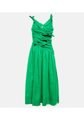 Zimmermann Tiggy ruched linen midi dress