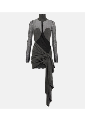 Alaia Mesh and wool draped minidress