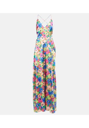Rotate Printed V-neck maxi dress
