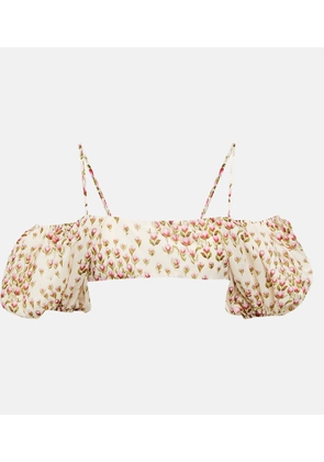 Giambattista Valli Floral off-shoulder cropped top