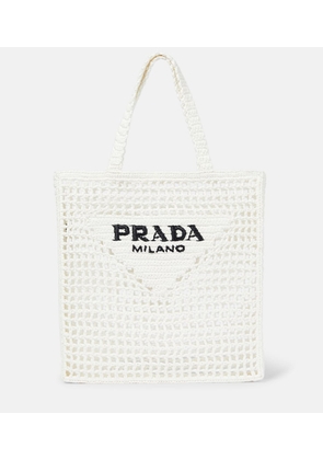 Prada Logo raffia tote bag