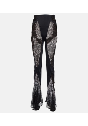 Mugler High-rise flared lace pants