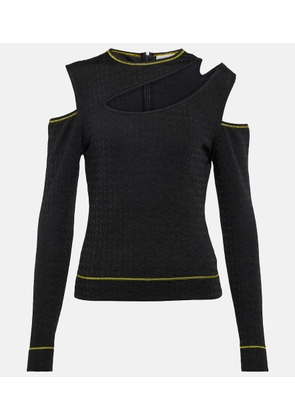 Ganni Cutout jacquard jersey top