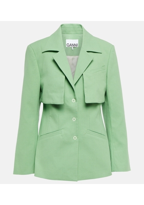 Ganni Single-breasted cotton canvas blazer