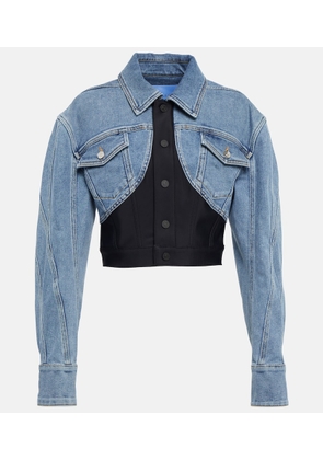 Mugler Denim-paneled cropped jacket
