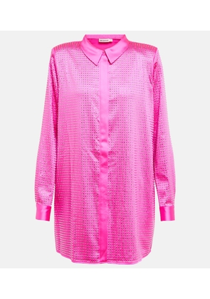 Self-Portrait Crystal-embellished satin shirt
