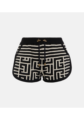 Balmain Monogram wool and linen-blend shorts