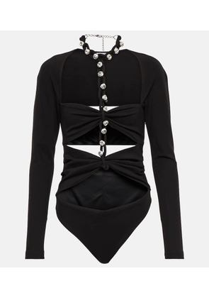 Area Chain-link crystal-embellished jersey bodysuit