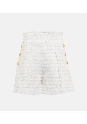 Balmain High-rise tweed shorts
