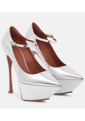 Amina Muaddi Yigit metallic leather platform pumps