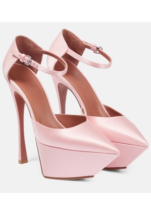 Amina Muaddi Angelica satin platform pumps