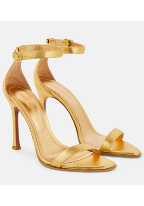Amina Muaddi Kim metallic leather sandals