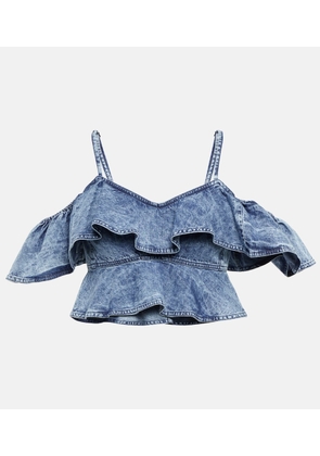 Marant Etoile Voloteo ruffled chambray crop top