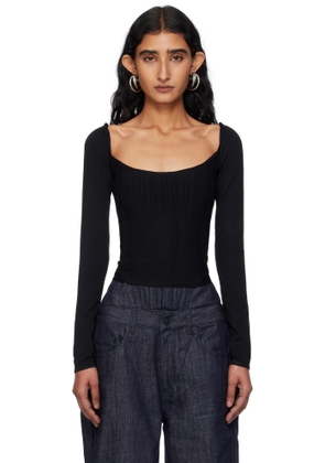 Mugler Black Ottoman Knit T-shirt