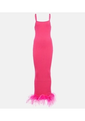 Giuseppe di Morabito Rib-knit feather-trimmed dress