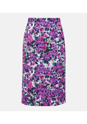 Dries Van Noten Floral croc-effect midi skirt