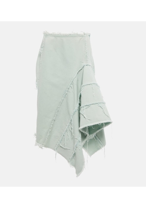 Dries Van Noten Distressed denim midi skirt