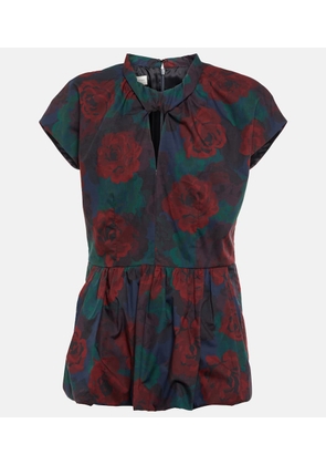 Dries Van Noten Floral peplum cotton poplin top