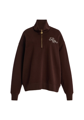 FRAME x Ritz Half-Zip Cotton Polo Sweatshirt - Moda Operandi