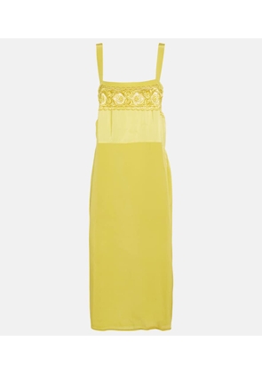 Maison Margiela Lace-trimmed silk-blend midi dress