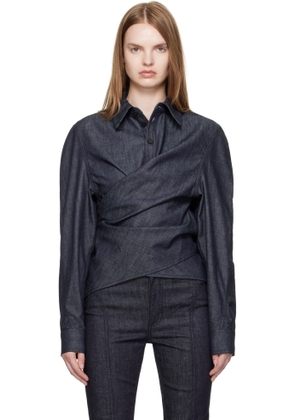 Mugler Indigo Wrapped Chambray Shirt