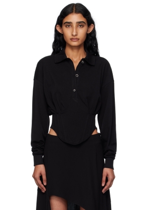 Mugler Black Corseted Polo