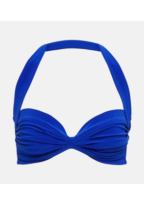 Norma Kamali Bill shirred halterneck bikini top
