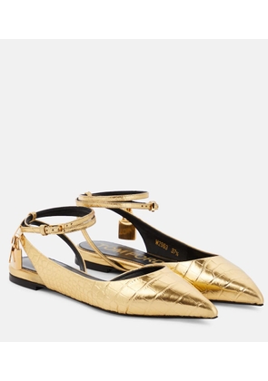 Tom Ford Padlock croc-effect ballet flats