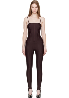 Mugler Burgundy Boned Stretch Catsuit