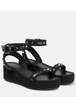 Valentino Garavani Rockstud leather espadrille wedges