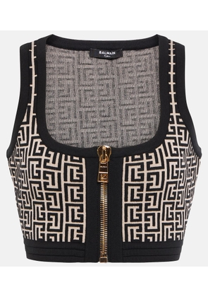 Balmain Monogram wool-blend crop top