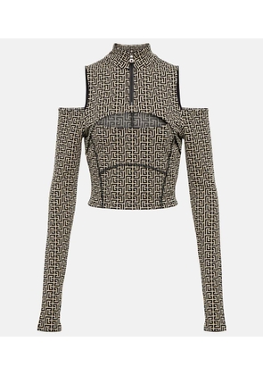 Balmain Cutout cotton-blend crop top