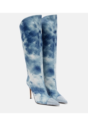 Alexandre Vauthier Tie-dye denim knee-high boots