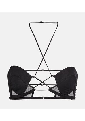 Nensi Dojaka Tulle-trimmed wool bustier