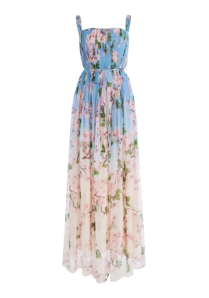 Oscar de la Renta Pleated Silk Chiffon Gown - Moda Operandi